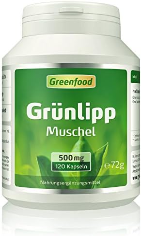 Greenfood - Green mussel, 500mg, 120 Vegi capsules. NO artificial additives. Non-GMO. Vegan.