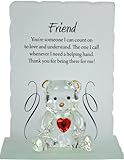 NEW ENGRAVED GLASS CRYSTAL BEAR GIFT SET POEM POETIC WRITING MESSAGE MUM DAD (FRIEND)