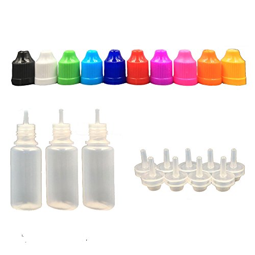 20 Pack x 10ml LDPE Plastikware Leere Squeezable Dropper Flaschen mit Spitzen Abdeckung Bottles ( Flaschen + Mischfarbe Abdeckung + Spitzen )