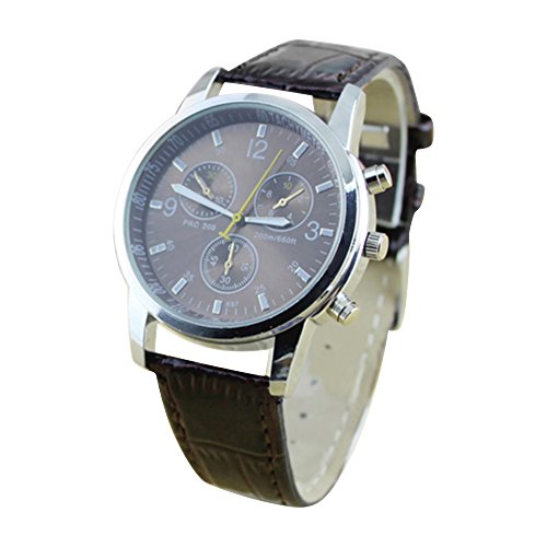 Rundes Zifferblatt Kunstleder Quarz Herren Uhr Armbanduhr Braun Rundes Zifferblatt Kunstleder Quarz Herren Uhr Armbanduhr Braun