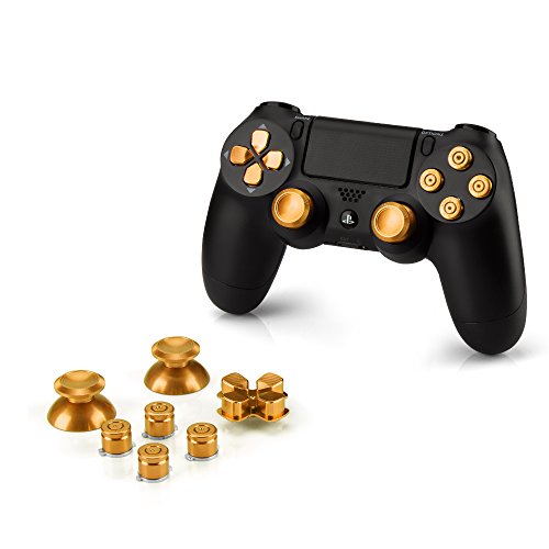 Preisvergleich Produktbild OKCS® Sony Playstation 4 Dualshock 4 Controller Aluminium Buttons Ersatzteile Thumbsticks Tasten Steuerkreuz PS4 in Gold