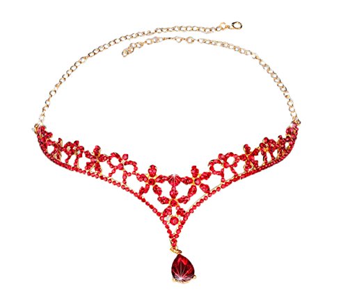 niceEshop(TM) Rhinestone Wedding Bridal Heart Crowns Tiaras Headpiece for Pageant Quinceaneras (Red)