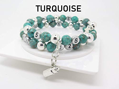 Bracelet d'allaitement Personnalisable Pierre Fines Turquoise Cadeau Naissance Future Maman F de Bm créations