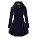 Produktbild Coat Damen,Binggong Frauen Mode Warm Slim Mantel Jacke Dicke Parka Mantel Lange Winter Zweireiher Plus Kaschmir Outwear Elegant Party Kleid Bogengürtel Cocktail skirt (Sexy Dunkelblau, M)