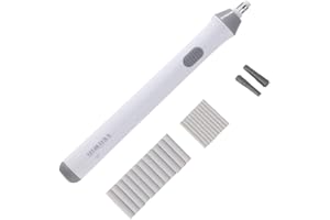 TIHOO Elektrischer Radiergummi, batteriebetriebener Radiergummi-Kit mit 22pcs zusätzlichen austauschbaren Gummis für Künstler, automatischer tragbarer Bleistift-Radiergummi zum Skizzieren (weiß)