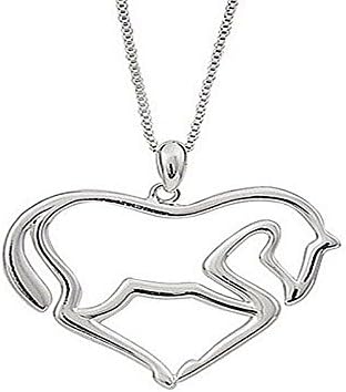 PINTI Zodiac Swift Heart Design Horse Pendant Charm Necklace Chain Gift Silver Color for Men & Women