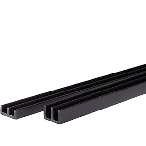 Glasführungsprofil in Schwarz 150 cm 2er Set: obere + untere Glasführungsschiene geeignet für eine Glasstärke von 6 mm