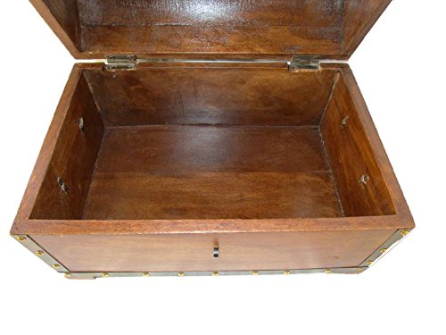 EJGS Schatzkiste Holzkiste Holzbox Truhe mit Schloss Aufbewahrungsbox Box Schatztruhe (30x20x20 cm) - 5