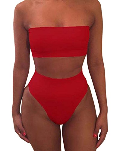 Liqy - Maillot de Bain Deux pièces - Femme Rose Rose 44 - Rouge - M