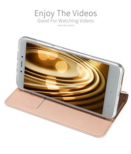 Xiaomi RedMi Note 4X Funda  SMTR Ultra Silm de PU Cuero Flip  Leather Wallet Case Cover Carcasa Funda con Ranura de Tarjeta Cierre Magn  tico y funci  n de soporte para Xiaomi RedMi Note 4X  Oro rosa