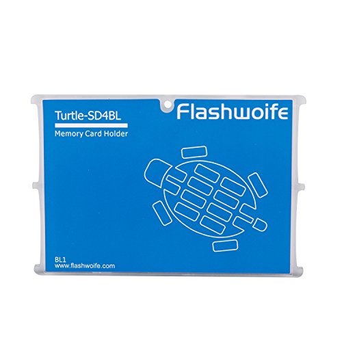 Flashwoife Turtle-SD4BL Speicherkartenetui für 4 x SD Speicherkarten Aufbewahrungsbox im Kreditkarten-Format - transparent und blau