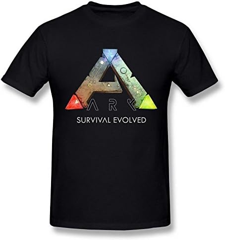 Men's Ark Survival Evolved Game Logo Poster Black T Shirt XXLarge