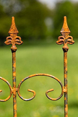 Nostalgischer Metallzaun / Beetzaun H: 91cm, Rost / Roheisen - 9