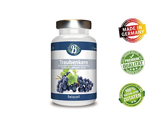 Preisvergleich Produktbild Nahrungsergänzungsmittel - OPC Traubenkern - Zertifiziert - 100% Vegan - Traubenkernextrakt + Vitamin C - 120 Kapseln - 2 Monatsvorrat - deutsches Qualitätsprodukt