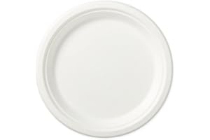 SHOBI Piatto Piano Tondo in polpa di Cellulosa interamente Biodegradabile e Compostabile Usa e Getta (100, Ø 22 Cm)