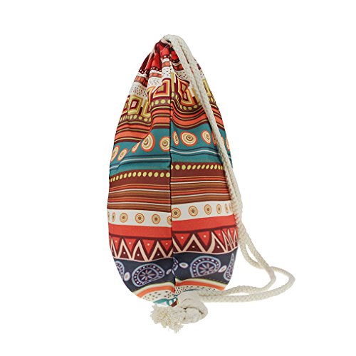 FakeFace Damen Canvas Aufdruck Tasche Tüte Rucksack Turnbeutel Sportbeutel Gymnastikbeutel Schulbeutel Freizeit Casual Shopping Shopper – Streifen - 3