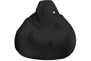 rucomfy Beanbags Extra Large Classic Outdoor Adult Bean Bag Chair. Home or Garden Seating. Water & UV Resistant. Machine Washable - 70 x 110cm (Black)