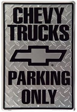 Chevy Trucks Parking Only Metal Sign by Imports