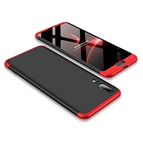 AILZH Funda Huawei P20 360  Caja Caso Vidrio Templado Rojo Negro 