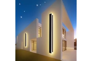 AOLED LED Wandleuchte Aussen/Innen Lang Wandlampe Anthrazit, Ip67 Wasserdicht Außenwandleuchten Aluminiumlegierung Schwarz Außenleuchte Terrasse Wandleuchte Für Gärten, Villa , Warmes Licht,100*5cm,24w