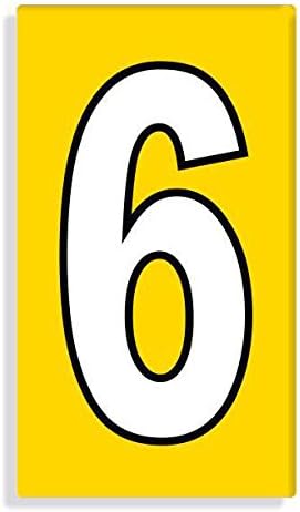 Yellow Number 6 Sticker For Wheelie Bin / Dustbin / House Door - Self Adhesive - Choose Number