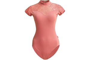 ROYAL SMEELA Maillot de Danza Ballet Gimnasia ritmica mujer Body Leotardo Clásico Encaje Manga corta Body Danza Clásica adulto body baile para mujer mallot ballet Bailarina Bodysuit body Danza Ballet