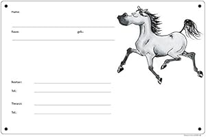 COMIC-SCHILDER.DE Boxenschild/Stalltafel Angeber (Vollblut/Araber/Warmblut/Pony) Schimmel