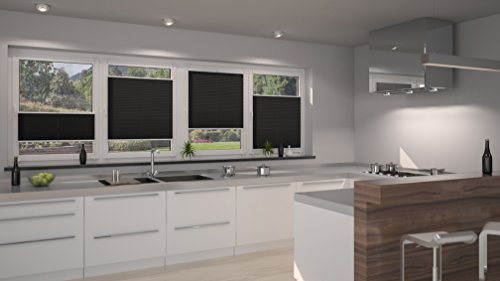 DecoProfi PLISSEE anthrazit/schwarz, verspannt, Breite 80cm x 220cm (max. Gesamthöhe Fensterflügel), mit Klemmträger / Klemmfix / ohne Bohren - 7