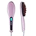 GHB Electric Hair Straightening Brush Electric Hair Brush for Professional Straightening Styling with LCD Display (Pink)