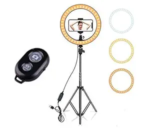 SAIELLIN 12 inch Ring Light with Tripod Stand Professional Big LED, 3 Color Modes Dimmable Lighting for YouTube, Photo-Shoot, Video Shoot, Live Stream, Makeup & Vlogging