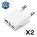 Produktbild Adapter Sektor US/China auf Europa (EU)/Frankreich (fr) - Steckdose - bis 6 A - CE RoHS - , 2-teiliges Set - Weiß