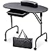 Popamazing Manicure Table Nail Technician Workstation Art Desk with Drawer + Carry Bag + Wrist Rest(Black)