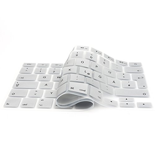 iProtect Tastaturschutz QWERTZ aus rutschfestem Silikon für Apple Macbook 12 Zoll in Silber