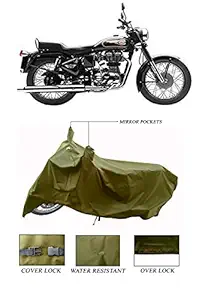 Wegather Bike Body Cover for Royaal enfieeld Bullet Standard 350 BS6 Water Resistance & UV Protection 190 T Fabric ( Olive Green )