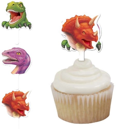 12 Deko-Picker * DINOSAURIER * für Muffins zum Kindergeburtstag // 01-5012 // Kinder Geburtstag Party Dino T-Rex Dinos Saurier Muffin Backen Deko Muffinförmchen