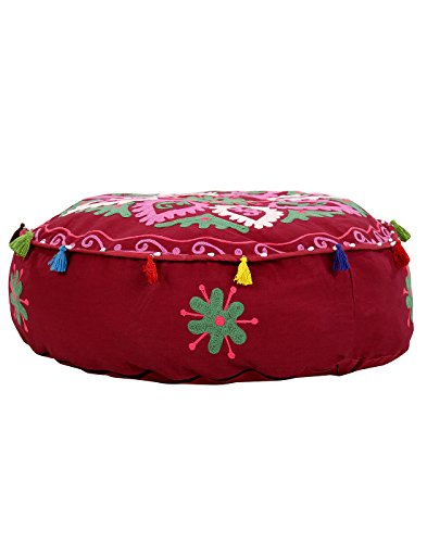 Rajrang Adorn Hocker, Ottoman, Sitzsack Floral Bestickt Baumwolle Ezelstück Hocker - 2