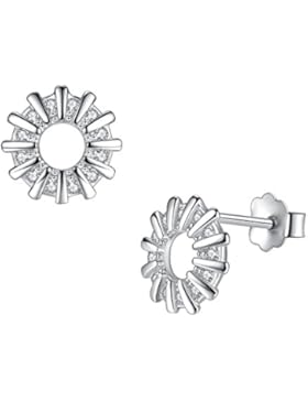 Aoiy Damen-Ohrstecker, Sterling Silber, Offene Ringform con Zirkonia, für Mädchen und Frau, zke007bi