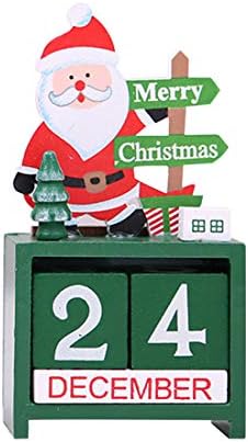 FREAHAP R Christmas Wooden Calendar Christmad Advent Calendar Christmas Mini Desk Calendar #2