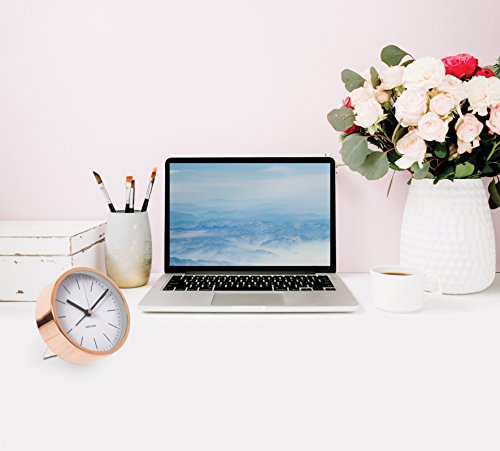 Karlsson KA5536WH Wecker Minimal mit Rahmen Kupferfarben Plastik 10 x 10 x 4 cm, Weiß - 3