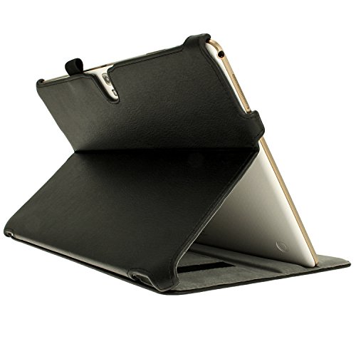 igadgitz Schwarz PU Ledertasche Hülle Cover für Samsung Galaxy Tab S 10.5″ SM-T800 mit Multi-Winkel Betrachtungs + Auto Sleep/Wake + Handschlaufe + Stylus-Stift Elastischen Halter + Displayschutzfolie - 6