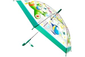 GOODFORGOODS Paraguas infantil para niño/niña, Transparente con diámetro de 94cm, con diseño de Aviones,Helicópteros, Cometas, Planetas, Estrellas.