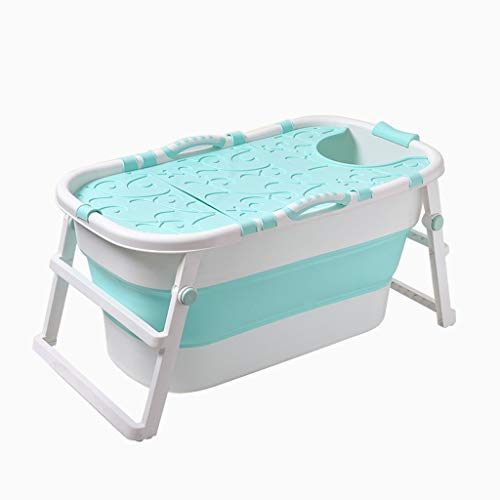 Preisvergleich Produktbild PAN Tragbarer faltender Badewannen-Swimmingpool-freistehender Eckbadewannen-Badewannen-Eimer für das Erwachsen-und Kind-Badekurort, der mit Abdeckung erhöht (Farbe : Grün)