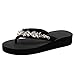 Produktbild Missoul Damen Zehentrenner Strass Plateausandaletten Sommer Sandalen Keilabsatz Strandschuhe Plateau Strandschuhe Flip Flop (Weiß Flat)