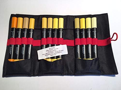 dmye12 - Delta Marker Set - Yellow de Colors - Todo en amarillo - Twin/Zwilling Marcador - Plus especial de atril bolsillo.