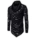 Produktbild ZEZKT-Herren Löcher Tops Winter Lange Hülse Bluse Sweatshirt Warmes Spleissen Unregelmäßige Männer Mode Hemd Solid Farbe Basic Langarmshirt Fashion Herbst Winter (Schwarz, S)