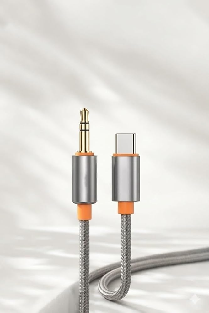 PDAteknoloji 3.5mm Aux to Type-C,Lighting ile Uyumlu Kablolar (1metre, 2 metre) (Type-C 1 Metre)