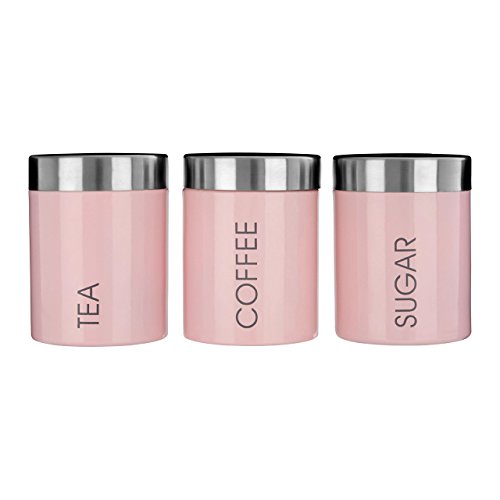 pink tea coffee sugar canister set