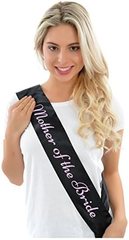 Hen Party Superstore Mother Of The Bride Sash Black With Pink Writing
