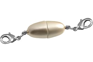 ‎CREATIVE-BEADS Creative-Beads Magnetverschluss Olive 14x6,5mm mit 2 Edelstahlkarabiner champagner zum nachträglichen einhängen in Halsketten und Schmuck