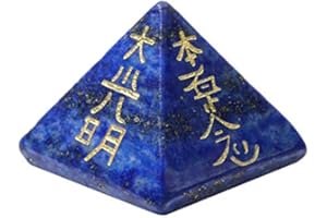 AITELEI Piedras Preciosas Naturales Reiki Símbolo Pirámide-Amatista/Cuarzo Claro/Lapislázuli Cristal Piramida Piedra curativa Grabado Reiki Artesanía de Piedra Natural